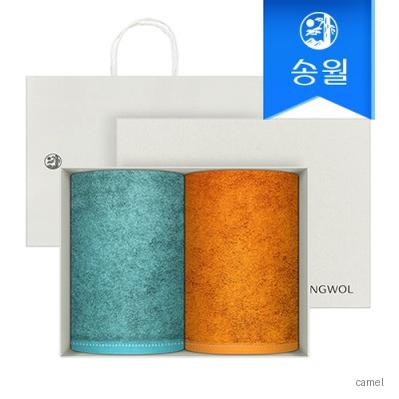 송월타월 솔리드뱀부무지 2매 선물세트 크림상하 쇼핑백 답례품