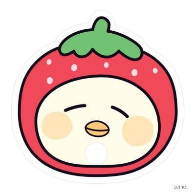 딸기오리자유형 둥글이 부채