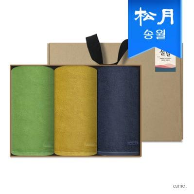 송월타올 명절 설날 새해 신년 크라프트세트 컬러풀 3P 스티커 기념수건 답례품