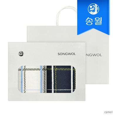 송월타올 카운테스마라 체크 200g 세면타올 2매 선물세트 쇼핑백 기념수건 답례품