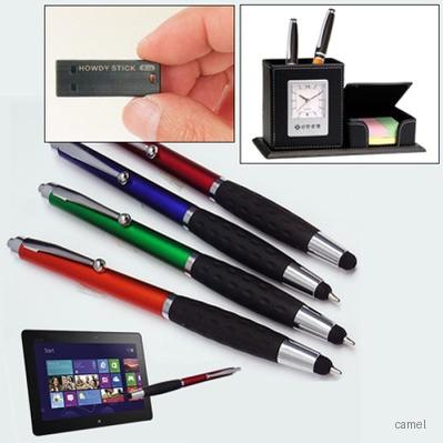 3종 USB 가죽 펜꽂이 시계 터치볼펜