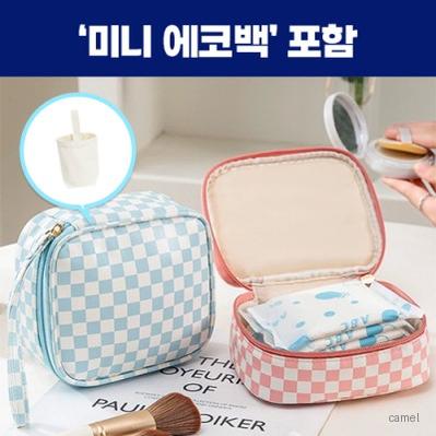 로페리아 PU 체크패턴 휴대용 파우치미니에코백세트 0215360