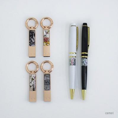나빌레라 LED 자개스틱USB 8G 32G 금장띠볼펜세트 전통문양