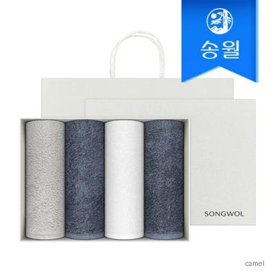 송월타월 엘리브 220g 40수 코마사 호텔수건 그레이라인 4매세트 세트박스 쇼핑백