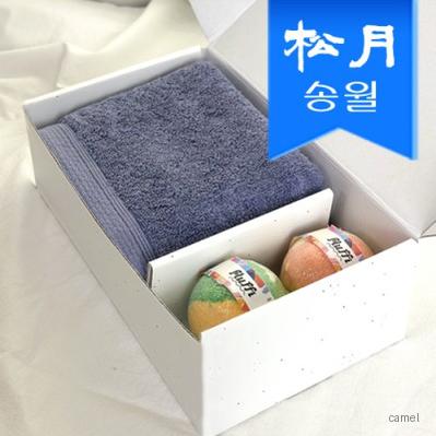 배스밤 수건 기프트세트B 160g 코마 40수1 밤2 타올 배쓰밤 버블 바 입욕제 선물세트
