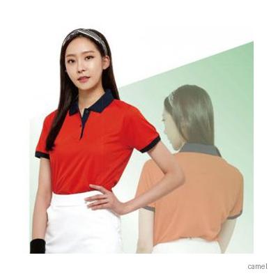 여성용 쿨론 카라 배색 티셔츠 반팔 긴팔