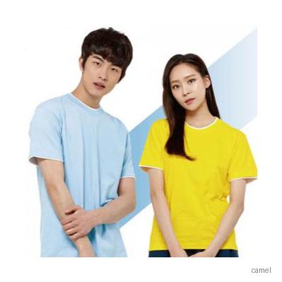면 20수 코마 라운드 이중에리 티셔츠