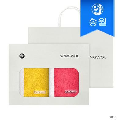 송월타올 컬러웨이 코마사 180g 선염 세면타올 2매 선물세트 쇼핑백 기념수건 답례품