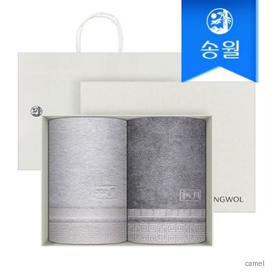 송월타월 격자 세면 2매 선물세트 크림상하 쇼핑백 답례품