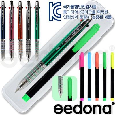 세도나 멀티5in1니들터치펜 스타사각형광펜 불투 세트