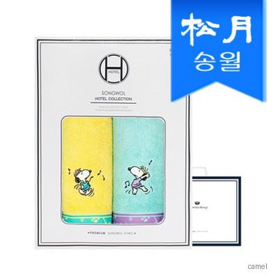 송월 스누피 뮤직 2매 선물세트 쇼핑백 기념수건 답례품