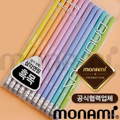 모나미 바우하우스삼각지우개연필 파스텔12p