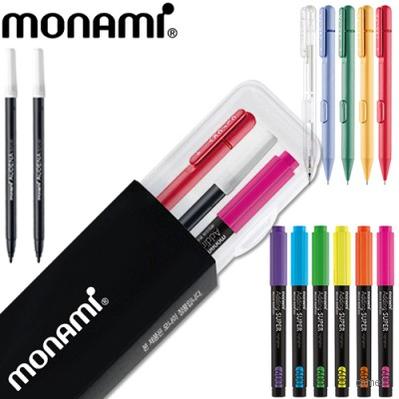 모나미 클리키샤프0.5 어데나사인펜 에딩슈퍼형광펜600 3P세트