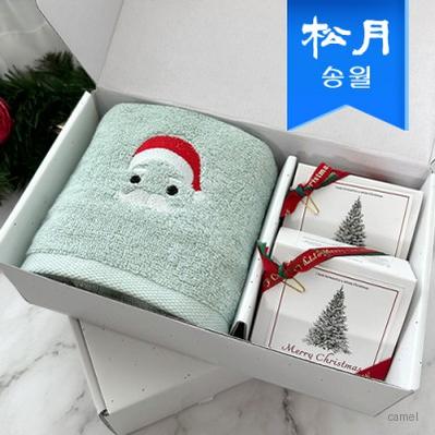 송월타월 해피 홀리데이 선물세트B 크리스마스 루눈산 산타비누2
