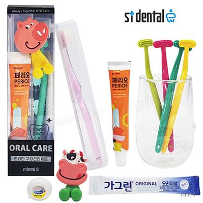 오랄케어 큐빅 크리스탈캡 페리오 ST혀클리너 5호 미세모칫솔치약 선물세트