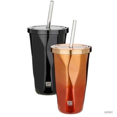 비스카 스텐 빨대 텀블러 600ml 세척솔
