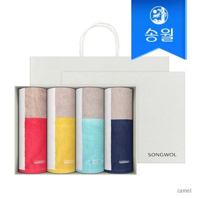 송월타올 컬러웨이 코마사 180g 선염 세면타올 4매 선물세트 쇼핑백 기념수건 답례품
