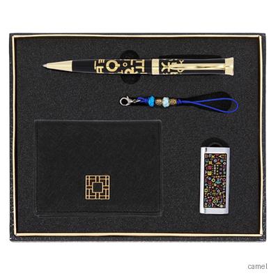 한글볼펜 완자문소가죽명함지갑 한글자모음자개USB