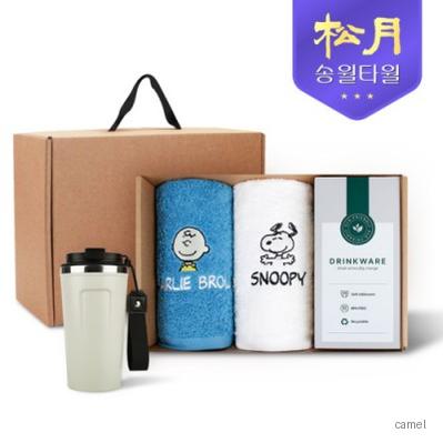 송월타올 리빙 기프트세트 9 스누피 피너츠180g 2P 오너 스텐 텀블러530ml 1P