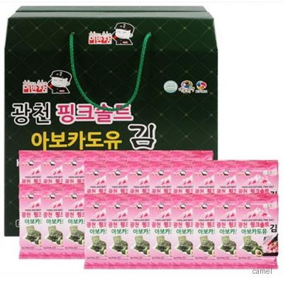 핑크솔트 아보카도유 구운 김세트 광천 도시락 32봉