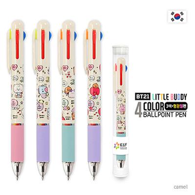 BT21 리틀버디 4색볼펜 3색 형광젤펜 0.5mm