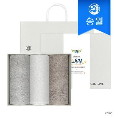 송월타올 노동절 기념선물 뉴컬러무지 3매 선물세트 쇼핑백 기념수건 답례품