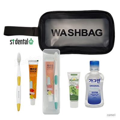 휴대용세면백 2호 M케이스 LG칫솔치약 카밀핸드크림 가그린100ml 여행용세트 쇼핑백포함