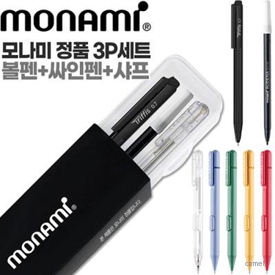 모나미 트리피스0.7 흑 클리키샤프0.5 어데나사인펜3P세트