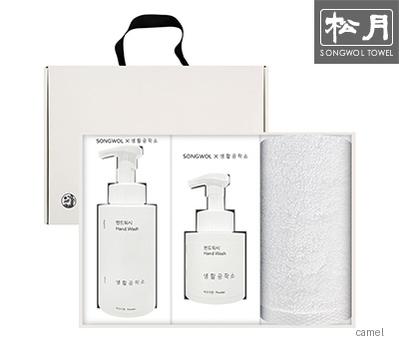 송월 스노우 생활공작소세트 세면타월1p 핸드워시250ml 500ml 2p