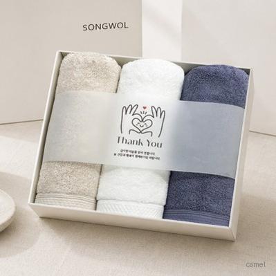 송월타월 베일 패키지 감사 답례품 3매세트 160g코마40수 쇼핑백 증정