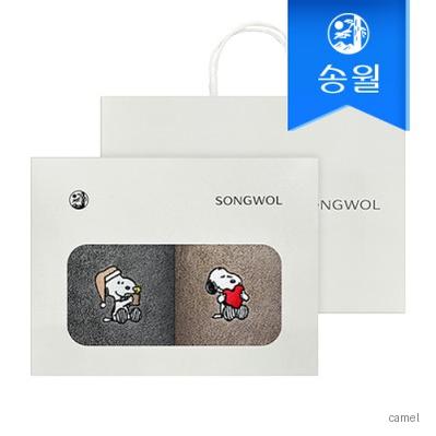 송월 스누피 멜로우 심플무지 2매 선물세트 쇼핑백 기념수건 답례품