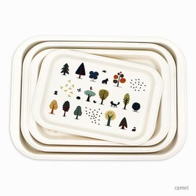 무광멜라민 직사각쟁반 수목 4P