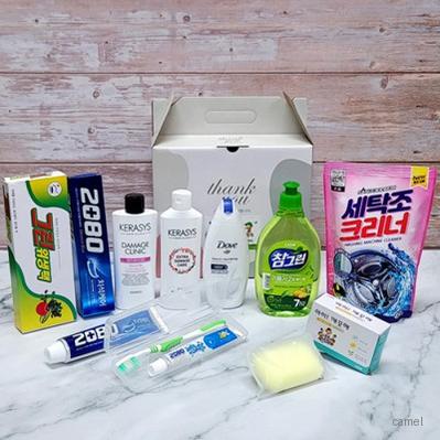 선물세트12종 아이깨끗해 비누 샴푸 린스 바디워시 세탁조크리너 치약 칫솔 위백 주방세제