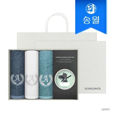 송월 타올시계선물세트 에이스150g 3p 욕실시계 1p 쇼핑백
