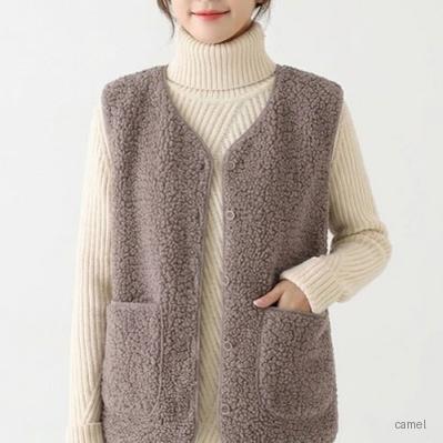로페리아 단색컬러 여성 모피 조끼 0216867