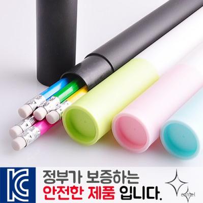 육각지우개연필5p 바닐라원통케이스