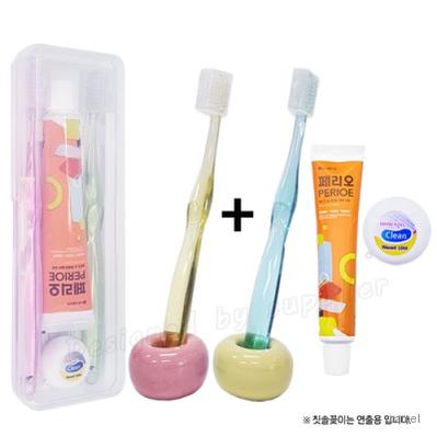 커플 치과용 크리스탈캡 페리오 치실 칫솔치약세트