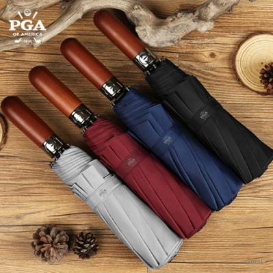 PGA 프리미엄 우드핸들 3단전자동우산 0189998