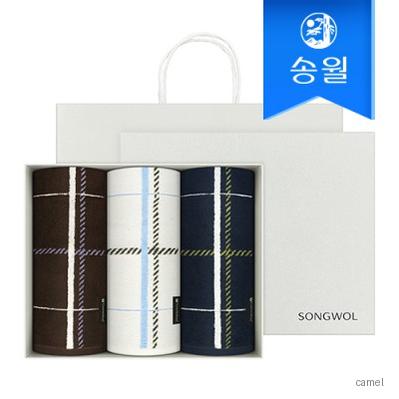 송월타올 카운테스마라 체크 200g 세면타올 3매 선물세트 쇼핑백 기념수건 답례품