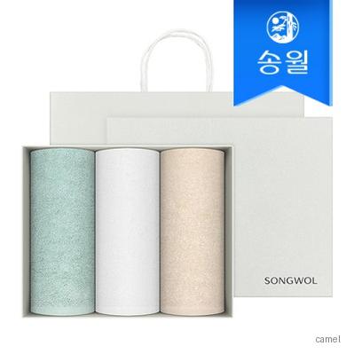 송월타월 라이트무지 3매 선물세트 오렌지상하 쇼핑백 답례품