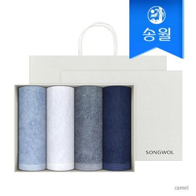 송월타올 호텔수건 라운드 190g 코마 40수 4p 선물세트 쇼핑백 기념수건 답례품
