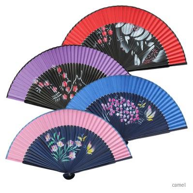 꽃나비 실크천 기성 전통부채