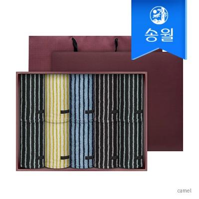 송월타월 솔리드스트라이프 44 10매 세면타올 선물세트 쇼핑백