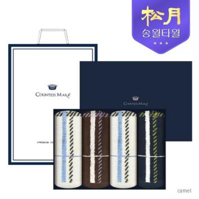 송월타올 카운테스라마 체크40 200g 4P 타올세트