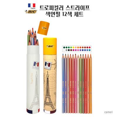 BIC 빅 트로피컬러 스트라이프 색연필 12색 세트