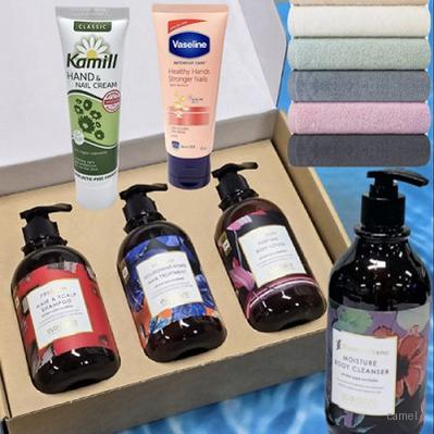 골프명품3종 500ml 헤어샴푸 린스 바디워시 바세린 or 카밀 핸드크림 송월타올 선물세트