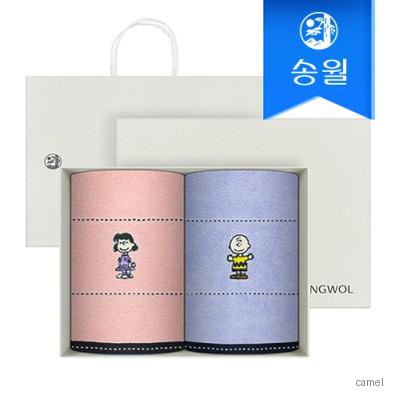 송월타월 스누피 프렌즈 2매 선물세트 크림상하 쇼핑백 답례품