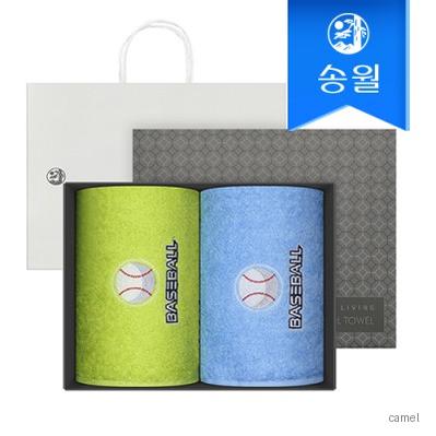 송월 야구 베이스볼 클럽 스포츠수건 2매선물세트 블랙박스 쇼핑백 CM