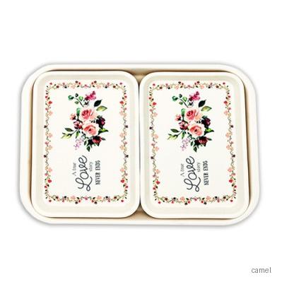 무광멜라민 직쟁반 장미 3P