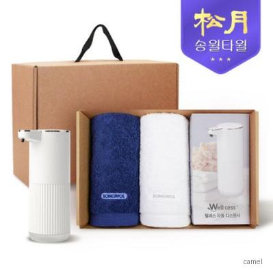 송월타올 디스펜서 기프트세트 05 40수포인트타올 200g 2P 웰세스 360ml 1P
